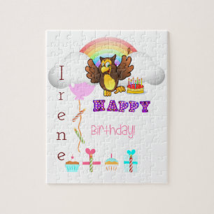 Puzzles Joyeux hibou d'anniversaire Cupcake