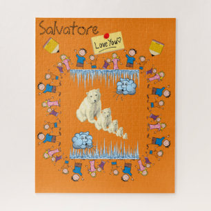 Puzzles Love Kids Polar Bears Nuages