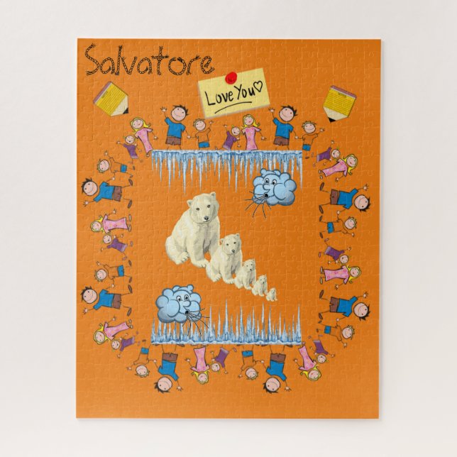 Puzzles Love Kids Polar Bears Nuages (Vertical)
