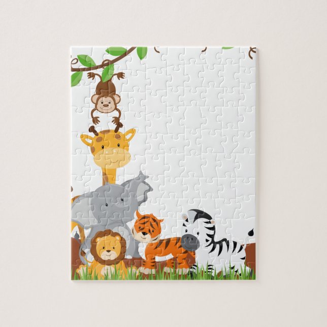 Puzzles mignons d'animaux de bébé de jungle (Vertical)