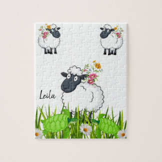 Puzzles Moutons Blancs Floral GreenTurtles