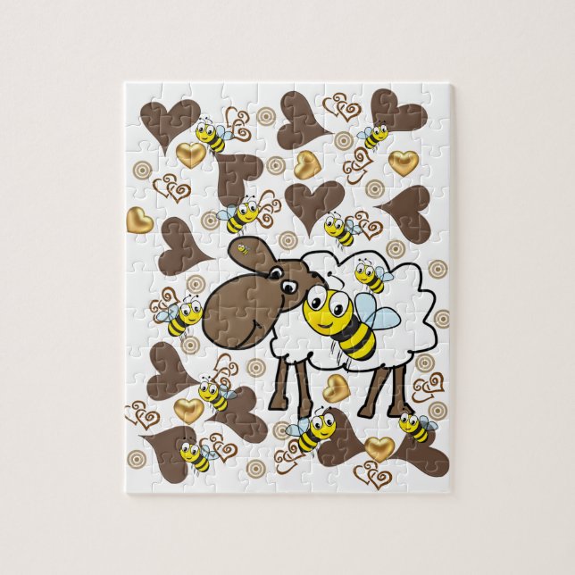 Puzzles Moutons Coeurs Brown Bumblebee (Vertical)