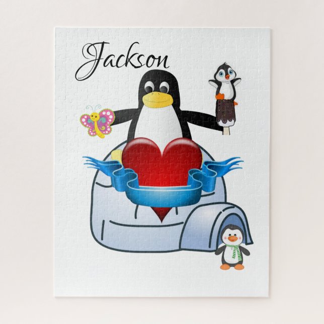 Puzzles Papillon Penguin Coeurs heureux Valentin (Vertical)