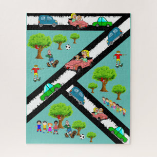 Puzzles Parc Voitures Enfants Jouant Chien