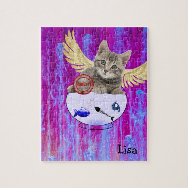 Puzzles Pastel Kitten avec ailes Poisson Guilty (Vertical)
