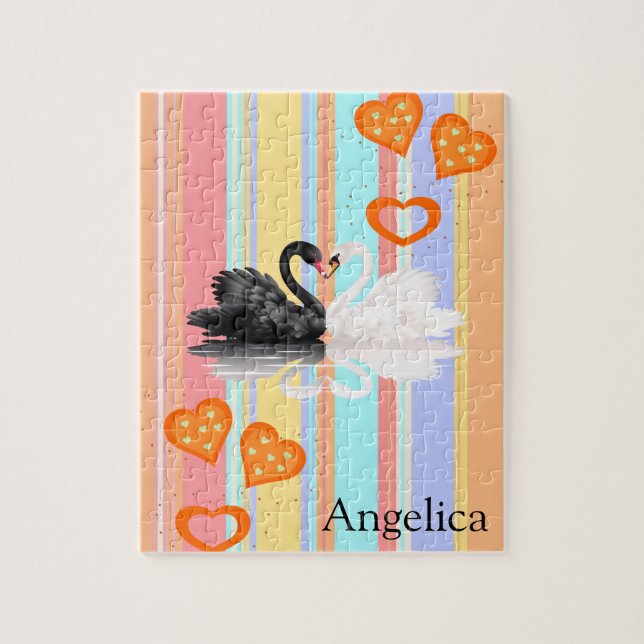 Puzzles Pastel Stripe Swans (Vertical)