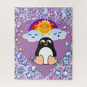Puzzles Penguin Coeurs arc-en-ciel heureux Valenti