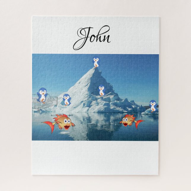 Puzzles Poissons Penguin Heureux Valentin (Vertical)