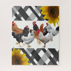 Puzzles Poulet Noir Blanc Plaid