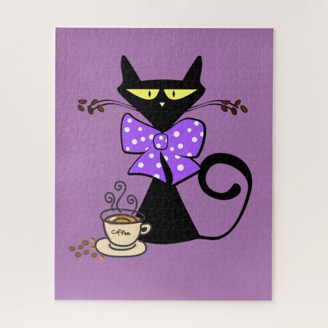 Puzzles Purple Cat Bow Café (Vertical)