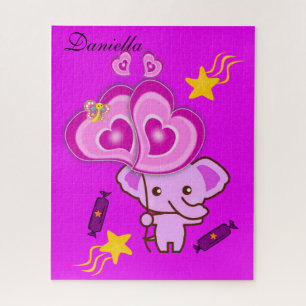 Puzzles Purple Elephant Coeurs papillons