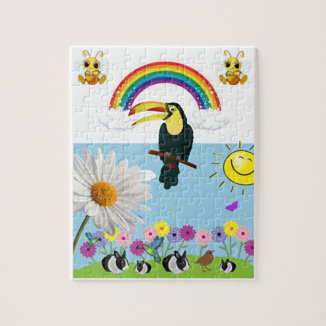 Puzzles Rainbow Rabbit Bumblebee Sun (Vertical)