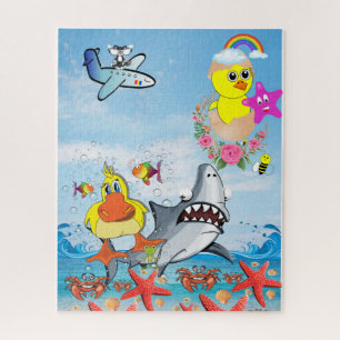 Puzzles Rainbow Sky Ocean Shark Canards Chat