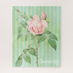 Puzzles Rose Floral Vert & Blanc Bande