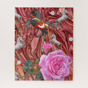 Puzzles Rose Rose Floral Chevaux