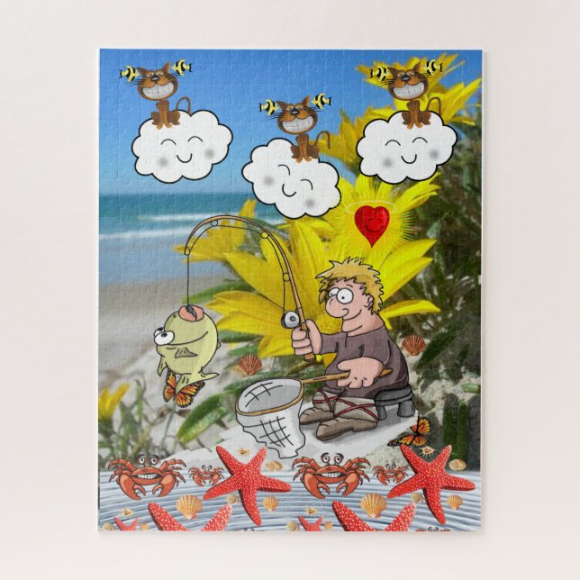 Puzzles Sky Ocean Beach Pêche Catfish Chat (Vertical)