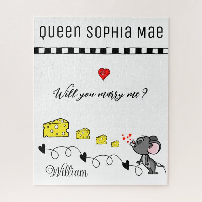Puzzles Souris Coeurs Cheesy Voulez-vous m'épouser (Vertical)