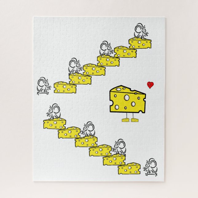 Puzzles Souris Fromage Cheesy Love Coeur (Vertical)