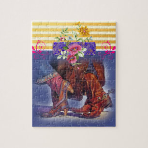 Puzzles Stripe Line Dancing Cowboy