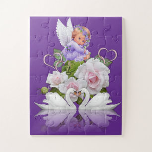 Puzzles Swans Angel violet