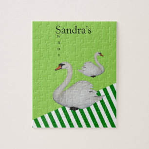 Puzzles Swans Green Stripe