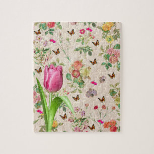 Puzzles Tulipe rose papillon floral