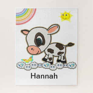 Puzzles Vache arc-en-ciel Soleil Papillon Nuages