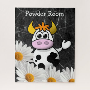 Puzzles Vache Floral Marbre Noir