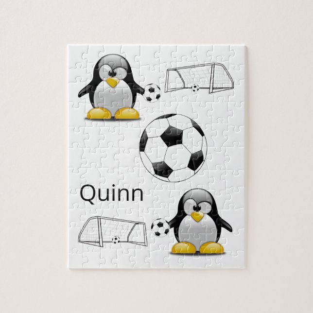 Puzzles White and Black Penguins Soccer (Vertical)
