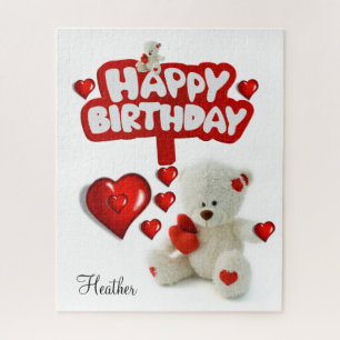 Puzzles White Teddy Bear Joyeux anniversaire