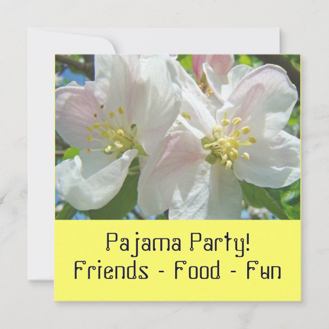 Pyjama Party ! Invitations Fleurs Soirée Pyjama (Devant)