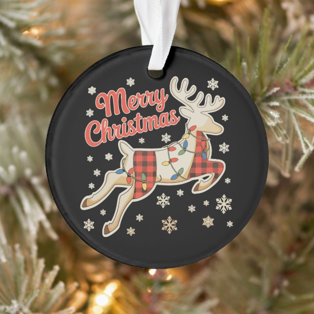 Pyjama Rouge à Carreaux Renne Buffle Joyeux Noël (Arbre)