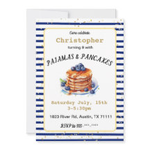 Pyjamas et crêpes Invitation d'anniversaire