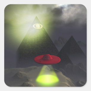 Pyramide d'Illuminati et autocollant d'UFO