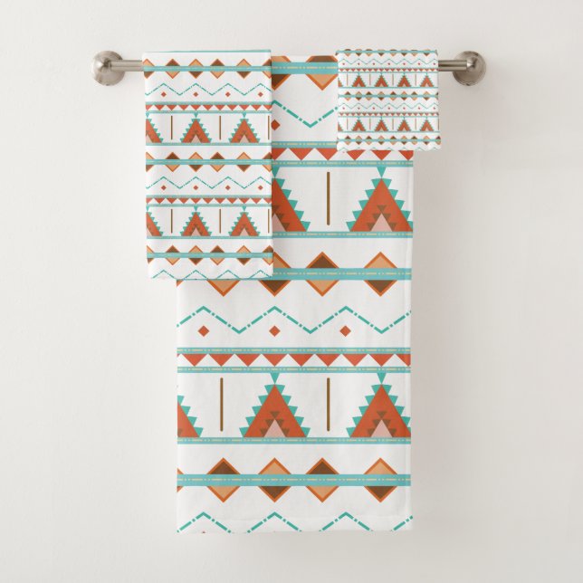 Pyramides aztèques Turquoises et orange Motif géom (En situation)