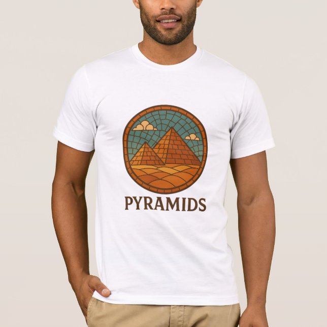Pyramides de mosaïque rétro d'Egypte T-shirt (Devant)