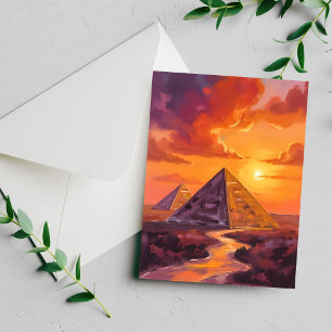 Pyramides d'Égypte Sunset Travel Painting Card