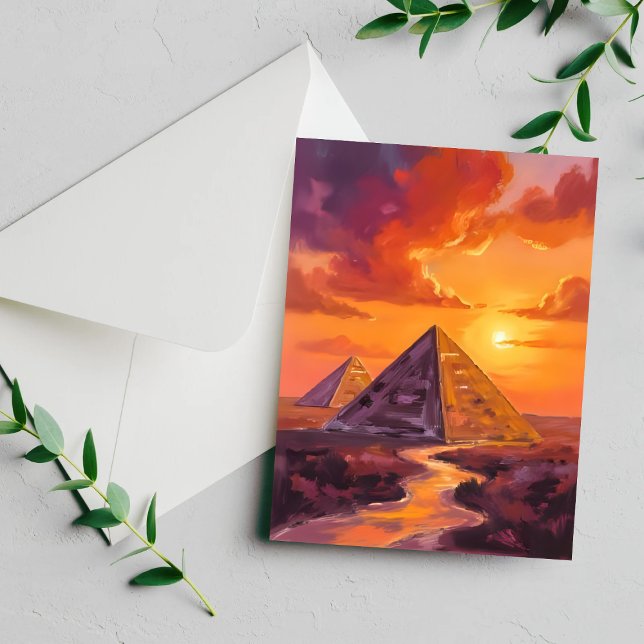 Pyramides d'Égypte Sunset Travel Painting Card (Créateur téléchargé)