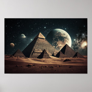 Pyramides égyptiennes sous une affiche mystique du