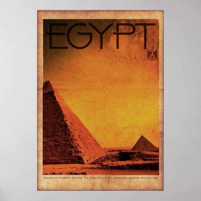 Pyramides vintages Egypte affiche de voyage (Devant)