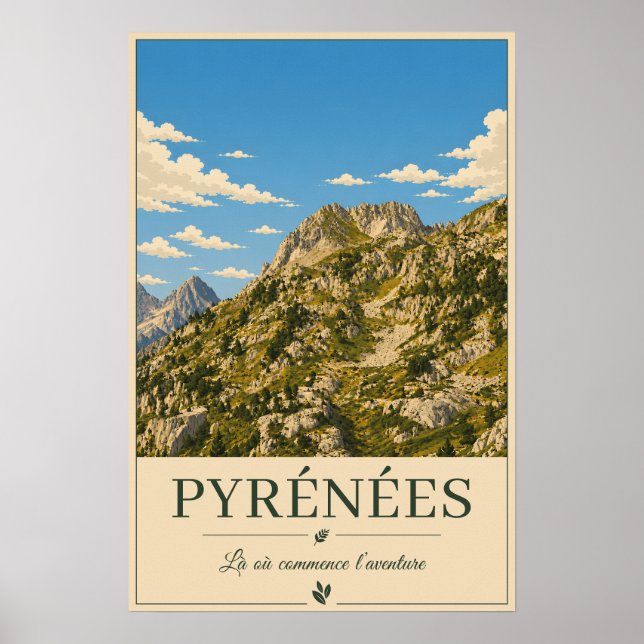 Pyrénées France – Rocky's Illustrated Poster (Devant)
