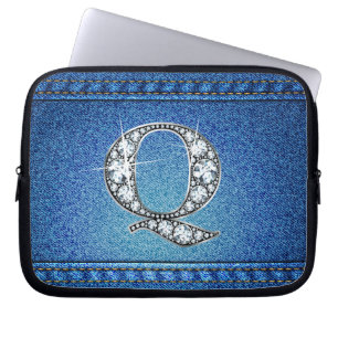 Q "Diamant" Denim Sac électronique