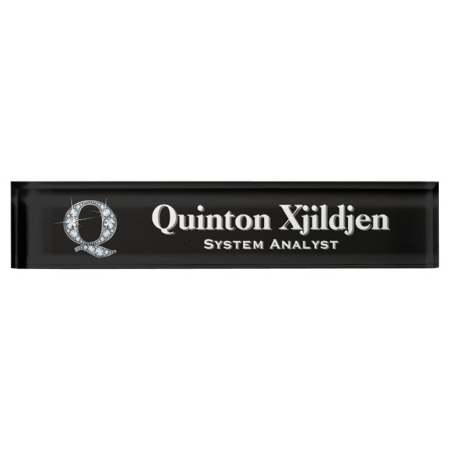 Q Faux Diamond Desk Plaque signalétique (Devant)
