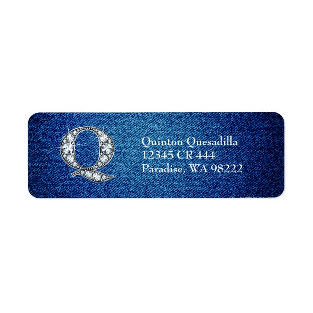 Q Faux Diamond sur étiquette d'adresse de retour D (Devant)