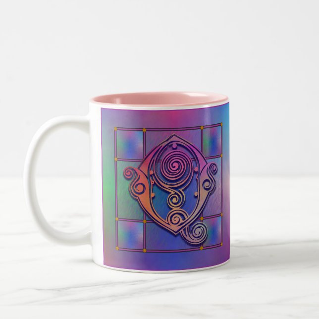 Q Initiale "Verre de pluie bleu" Tasses de tasses  (Gauche)