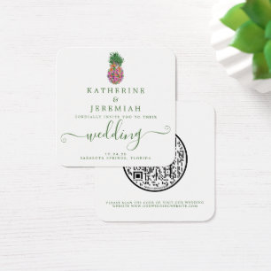 QR Code ananas Faire-part de mariage floral