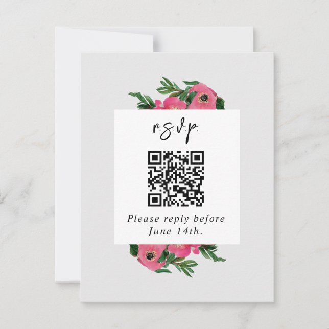 QR Code Aquarelle Anémonique Mariage RSVP (Devant)