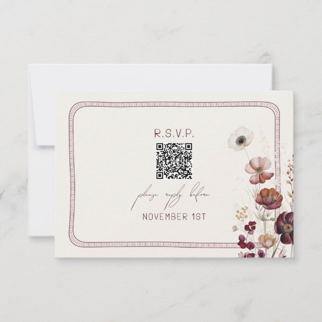 QR Code Automne Anémonique Mariage floral RSVP (Devant)