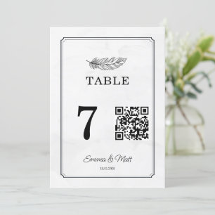 QR Code Beige Elégant Mariage Carte Numéro de tabl