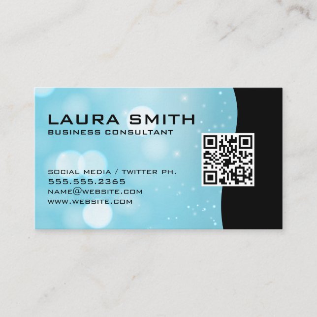 QR Code / Blue Boke Carte de visite Abstrait (Devant)